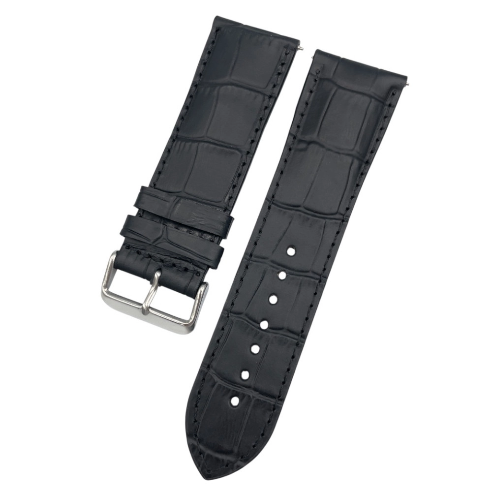 26 mm Bombeli Kroko Siyah Deri Saat Kordonu